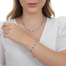 Load image into Gallery viewer, SN222SP(bl) Silver Plated blue Evil eye Necklace