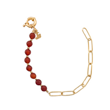 Load image into Gallery viewer, SN464 18K Gold Plated paperclip chain with faceted Carnelian Stones