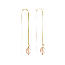 Load image into Gallery viewer, SE893CH 18K Gold Plated &quot;Thread&quot; Earrings with a Cherry Quartz drop