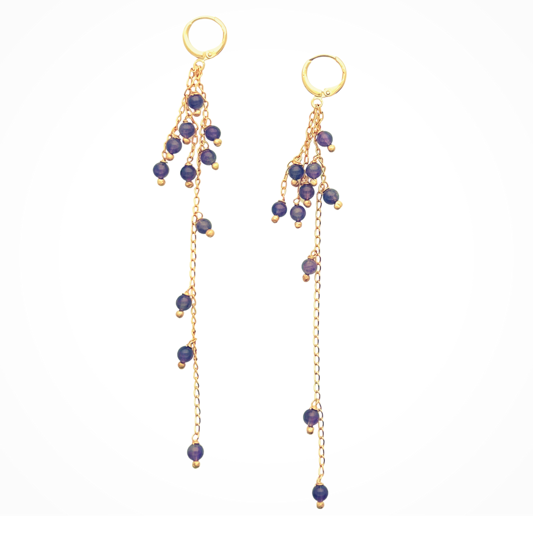 SE894AM 18K Gold Plated Chain with Amethyst Stones