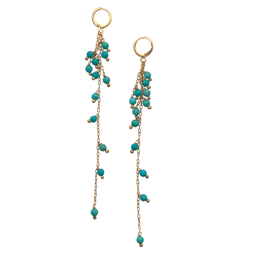 SE894TQ Turquoise Earrings in a 18K Gold Plated Chain