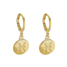 Load image into Gallery viewer, SE900B &quot;Pisces Zodiac&quot; 18K Gold Plated Huggie Hoop Earrings