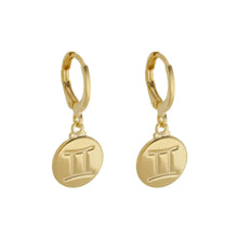 Load image into Gallery viewer, SE900E &quot;Gemini Zodiac&quot; 18K Gold Plated Huggie Hoop Earrings