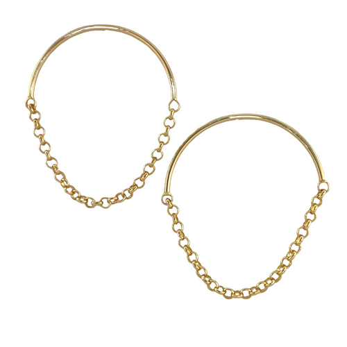 SE940 Half Circle 18K Gold Plated Earrings with chain