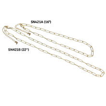 Load image into Gallery viewer, SN421A 16'' inches 18K Gold Plated "Paper clip" chain