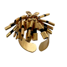 Load image into Gallery viewer, SR115BL  18K Gold Plated ring with leather accents