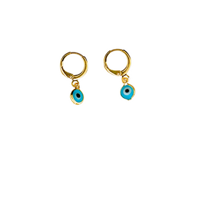 SE811A 18K Gold Plated Earring with a Blue Evil Eye