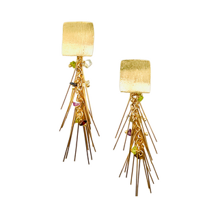 SE884 18K Gold Plated Spikes with Semi Precious Stones