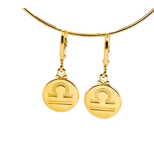 SE900I "Libra Zodiac" 18K Gold Plated Huggie Hoop Earrings