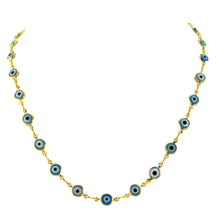 Load image into Gallery viewer, SN222BLU Gold Plated Necklace with Blue-Eyed Beads