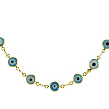 Load image into Gallery viewer, SN222BLU Gold Plated Necklace with Blue-Eyed Beads