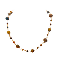 Load image into Gallery viewer, SN407TE 18K Gold plated Necklace with Tiger Eye Stones