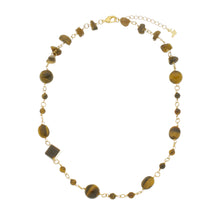 Load image into Gallery viewer, SN407TE 18K Gold plated Necklace with Tiger Eye Stones