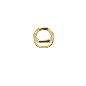 SR110B "Octagonal" Geometric 18K Gold Plated Ring