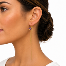 Load image into Gallery viewer, SE1019 18K Gold Plated Thread Earrings with 4mm Stones