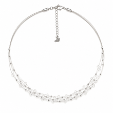 Load image into Gallery viewer, SN501RCQ Rhodium Plated handwoven Necklace with Clear quartz Stones