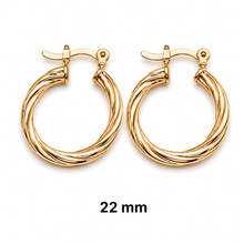 Load image into Gallery viewer, SE1036 3mm Braided 18K Gold Plated Hoops