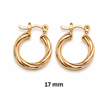 Load image into Gallery viewer, SE1036 3mm Braided 18K Gold Plated Hoops