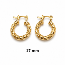 Load image into Gallery viewer, SE1035 4mm Twisted Rope 18K Gold Plated Hoops
