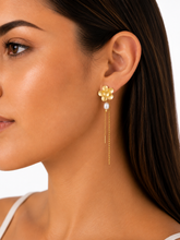 Load image into Gallery viewer, SE1067 18K Gold Plated flower and freshwater pearls Earrings