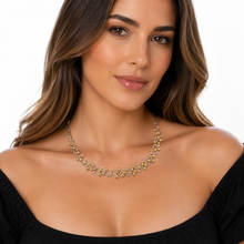 Load image into Gallery viewer, SN501RG Rhodium and Gold Plated handwoven Necklace with gold balls