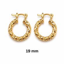 Load image into Gallery viewer, SE1035 4mm Twisted Rope 18K Gold Plated Hoops