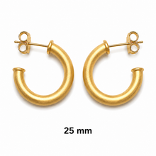Load image into Gallery viewer, SE1034 5mm Brushed 18K Gold Plated Hoops