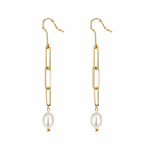 Load image into Gallery viewer, SE1066 18K Gold Plated paperclip chain with Freshwater pearl