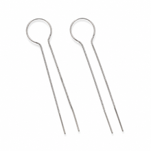 Load image into Gallery viewer, SE807R Circle Hoop Rhodium double thread Earrings