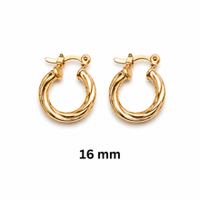 Load image into Gallery viewer, SE1036 3mm Braided 18K Gold Plated Hoops