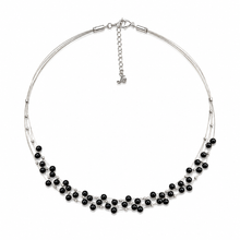 Load image into Gallery viewer, SN501RON Rhodium Plated handwoven Necklace with Onyx Stones
