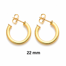 Load image into Gallery viewer, SE1028 "square tube" 18K Gold Plated Hoops