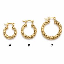 Load image into Gallery viewer, SE1035 4mm Twisted Rope 18K Gold Plated Hoops