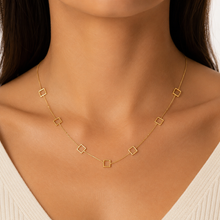Load image into Gallery viewer, SN495A 16'' "Squares" design 18K Gold Plated Necklace