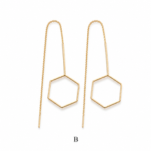 Load image into Gallery viewer, SE1052 Geometric Design 18K Gold Plated Thread Earrings