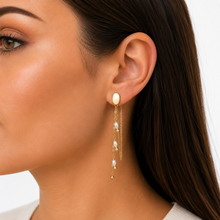 Load image into Gallery viewer, SE1064 18K Gold Plated double chain with mini–Fresh water pearls