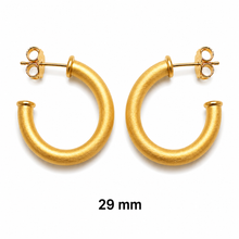 Load image into Gallery viewer, SE1034 5mm Brushed 18K Gold Plated Hoops