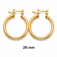 Load image into Gallery viewer, SE1037 3mm 18K Gold Plated Hoops