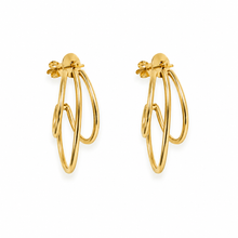 Load image into Gallery viewer, SE1040 Triple 18K Gold Plated Hoops