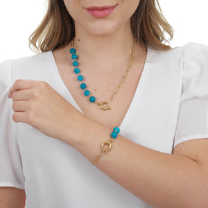 SN429AZ Paper Clip Chain with Amazonite stones