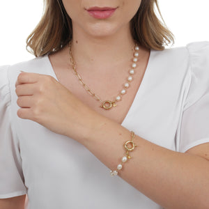 SN429FP 18K Gold Plated Necklace with Fresh Water Pearls
