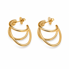 Load image into Gallery viewer, SE1040 Triple 18K Gold Plated Hoops