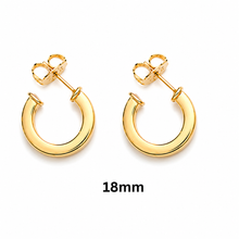 Load image into Gallery viewer, SE1028 "square tube" 18K Gold Plated Hoops