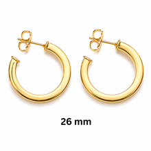 Load image into Gallery viewer, SE1028 "square tube" 18K Gold Plated Hoops