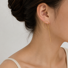 Load image into Gallery viewer, SE1055 Geometric design Thread 18K Gold Plated Earrings