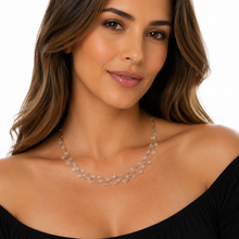 Load image into Gallery viewer, SN501RCQ Rhodium Plated handwoven Necklace with Clear quartz Stones