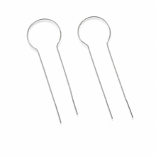 Load image into Gallery viewer, SE807R Circle Hoop Rhodium double thread Earrings