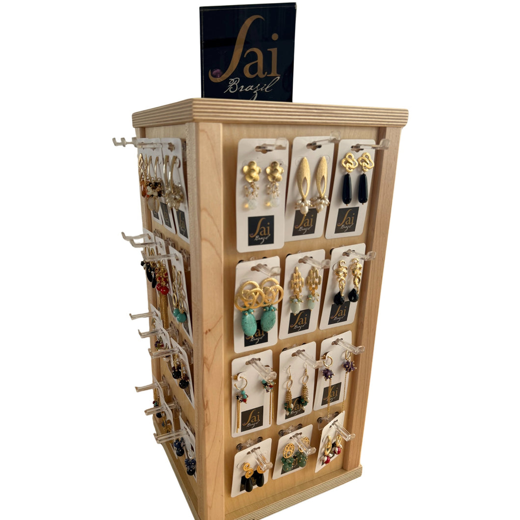 SEdisplay02 - Package of 48 Pairs of Earrings with a handmade wood Display