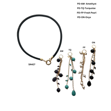 Load image into Gallery viewer, SN427ON Leather Necklace with a Onyx Pendent
