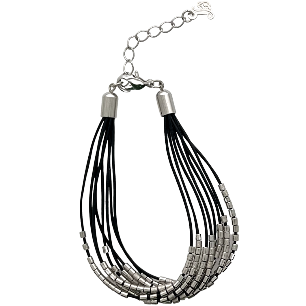 SB250D Palladium Plated Black Bracelet